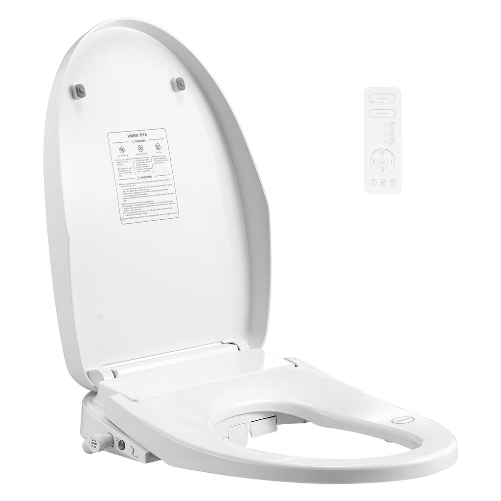 Elongated Bidet Toilet Seat, Remote Control Smart Toilet Seat for Existing Toilets, Electric Bidet Toilet Seat with Slow Close, Night Light, Self Cleaning, Air Dryer, Easy Installation, White