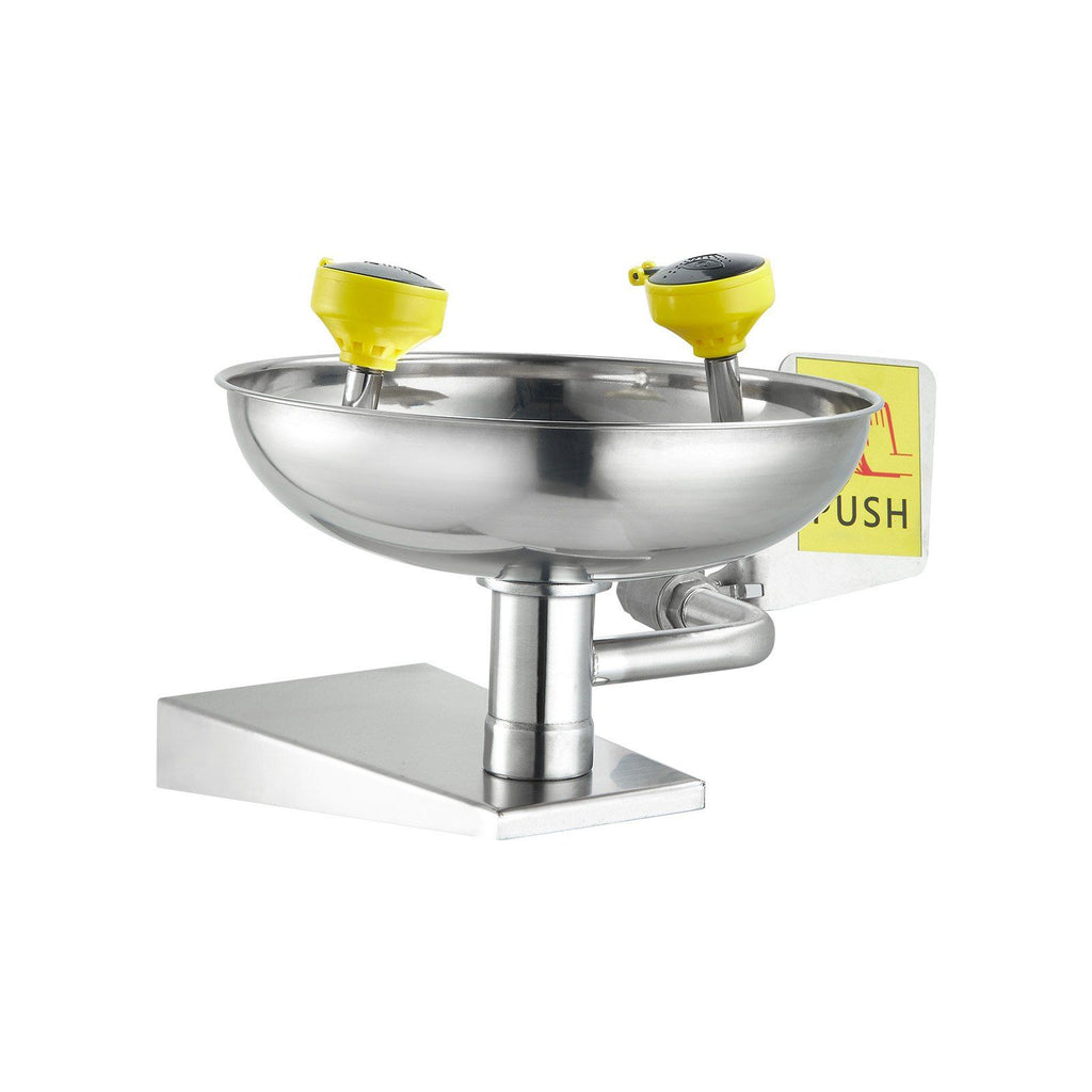Emergency Eye Wash Station, Stainless Steel Wall-Mounted Eyewash Unit, First Aid Eye Wash Sink 16.14 x 12.99 x 9.45 Inches, Ideal for Laboratories, Factories, Schools, Construction Sites