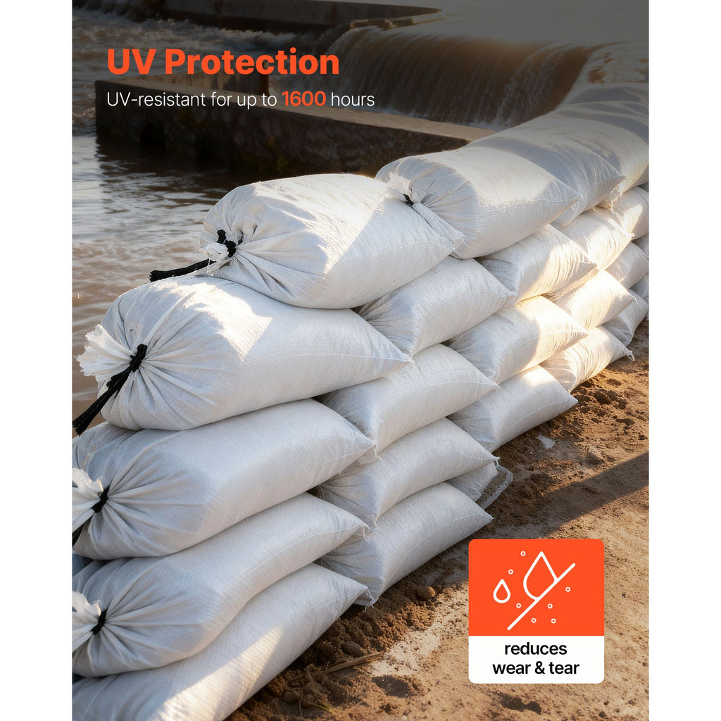 Empty Sandbags, 1000 Packs 16 x 26 in, Heavy Duty Sand Bags Sacks with Ties, 50lb Capacity Woven Polypropylene Sandbags, Tear-Resistant & UV-Resistant Sand Bags for Flood Protection Barrier image 2