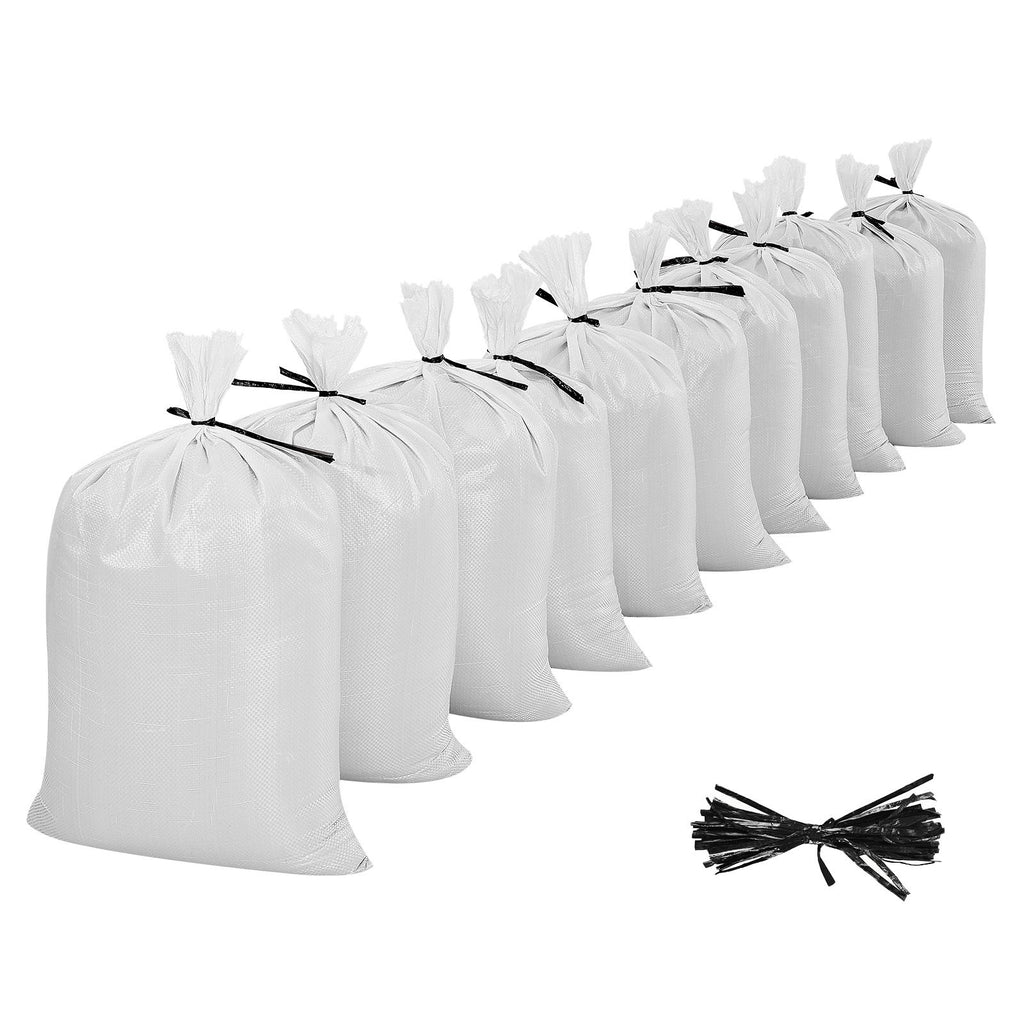 Empty Sandbags, 500 Packs 16 x 26 in, Heavy Duty Sand Bags Sacks with Ties, 50lb Capacity Woven Polypropylene Sandbags, Tear-Resistant & UV-Resistant Sand Bags for Flood Protection Barrier