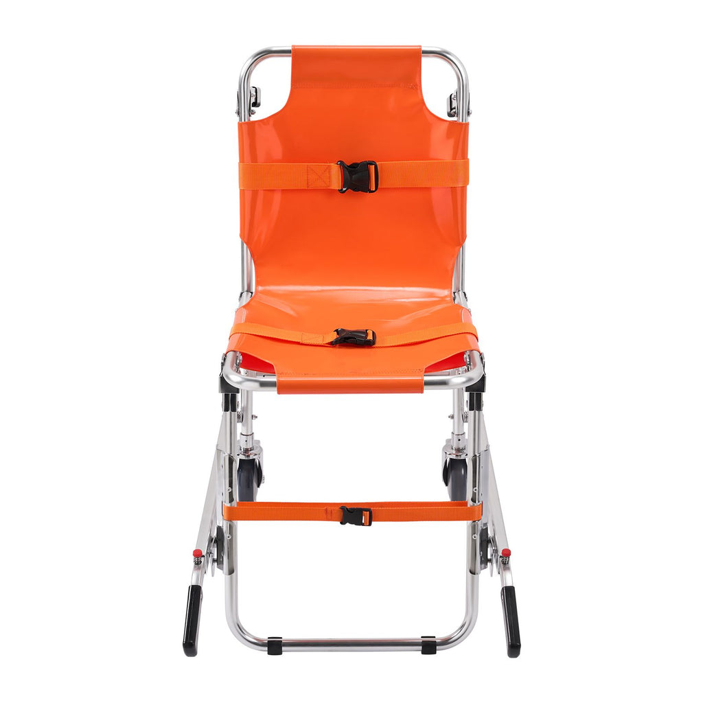 EMS Stair Chair, 350 lbs Load Capacity, Foldable Aluminum Emergency Stair Climbing Wheelchair with 2 Wheels, Portable Stair Lift Chair Ambulance Firefighter Evacuation Use for Elderly, Disabled