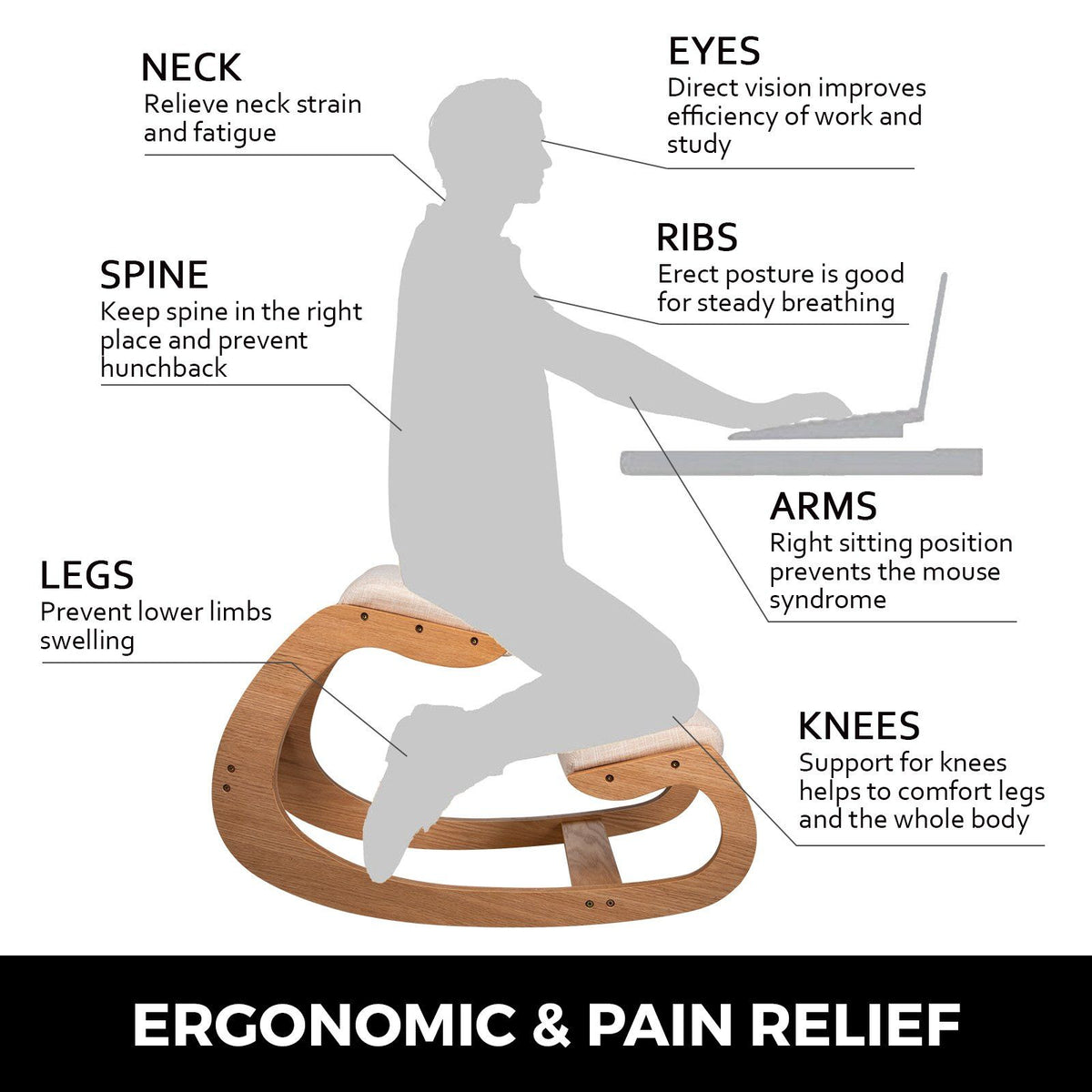 Ergonomic Kneeling Chair Heavy Duty Better Posture Kneeling Stool O ...