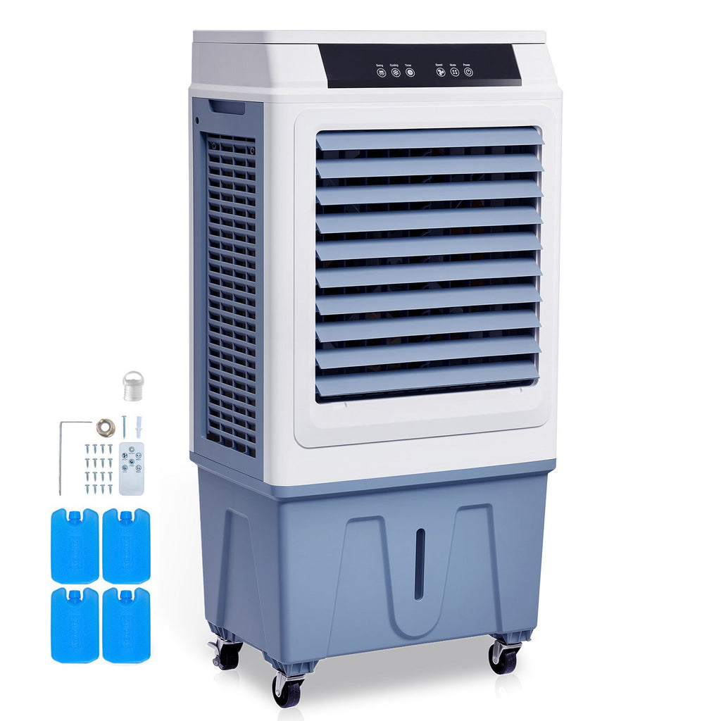 Evaporative Air Cooler, 3100 CFM with 9 Gallon Water Tank Swamp Cooler, Portable Cooling Fan with Remote Control, 12H Timer, 4 Ice Boxes, Quiet Operation, 3 Wind Speeds for Outdoor Indoor Use