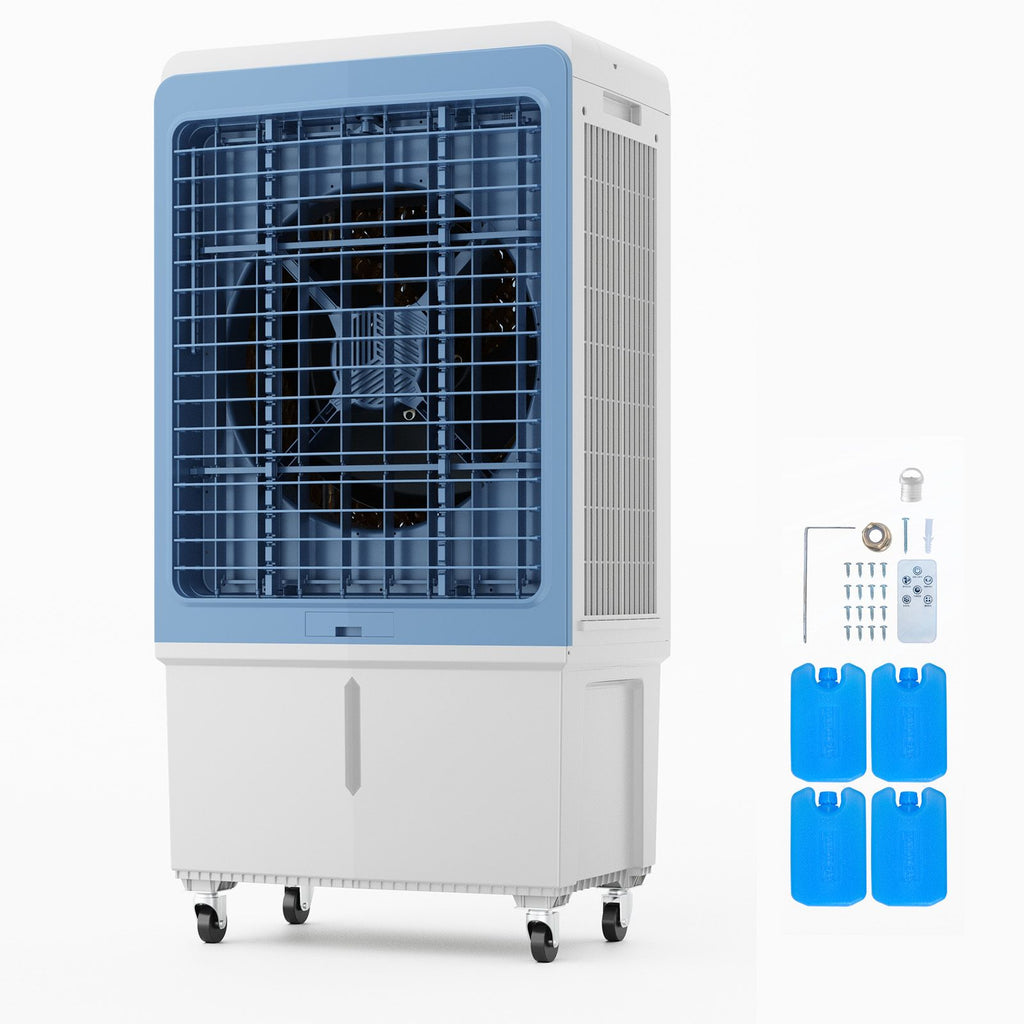 Evaporative Air Cooler, 4129 CFM with 12.7 Gallon Water Tank Swamp Cooler, Portable Cooling Fan with Remote Control, 12H Timer, 4 Ice Boxes, Quiet Operation, 3 Wind Speeds for Outdoor Indoor Use
