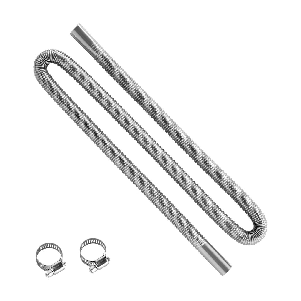 Exhaust Hose, 58.7 inch Stainless Steel Exhausts Hose, Diesel Heater Flexible Exhaust Pipe with 2 Hose Clamps, Exhausts Hoses Kit Diesel Heater Accessories for 2KW 5KW 8KW Diesels Heaters