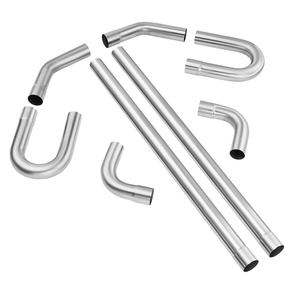 Exhaust Kit, 8 Pieces, DIY Universal Galvanized Steel Exhaust Kit with Slip-Fit Joint & Large Exhaust Tube, Rust-Proof Exhaust Pipe for Exhaust System, Fit for Garage/Auto Repair Store/4S Store