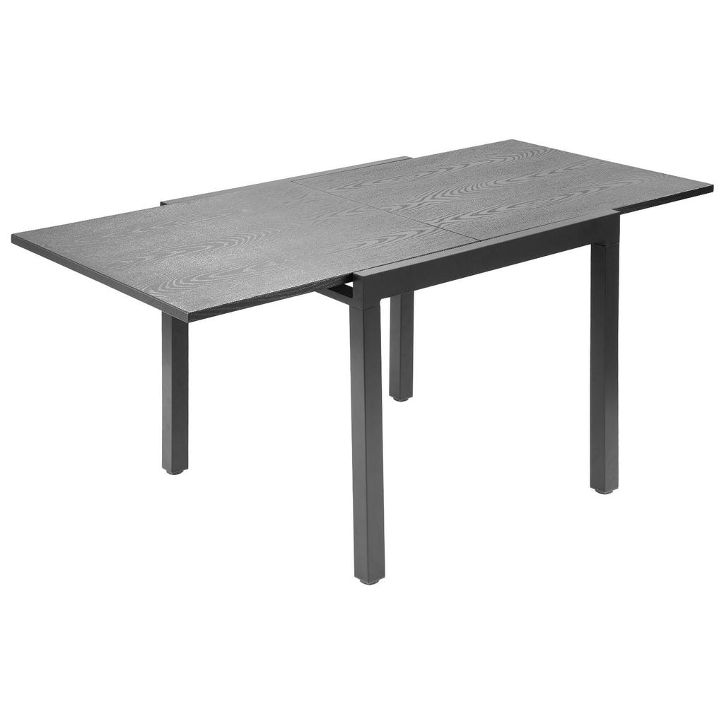 Expandable Outdoor Patio Dining Table, 32–63 inch Rectangular Backyard Bistro Tables for 4-6, Aluminum Frame Metal Steel Slat , All-Weather Large Furniture for Lawn Garden Porch, Dark Gray