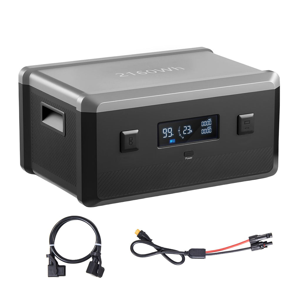 Extra Battery for Portable Power Station, 2160Wh LiFePO4 Extra Expansion Battery with 3 Output Ports for Home Use, Outdoor Camping, Road Trips, RVs, Emergencies