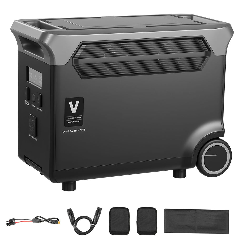Extra Battery for Portable Power Station, 3840Wh LiFePO4 Extra Expansion Battery with 3 Output Ports for Home Use, Outdoor Camping, Road Trips, RVs, Emergencies