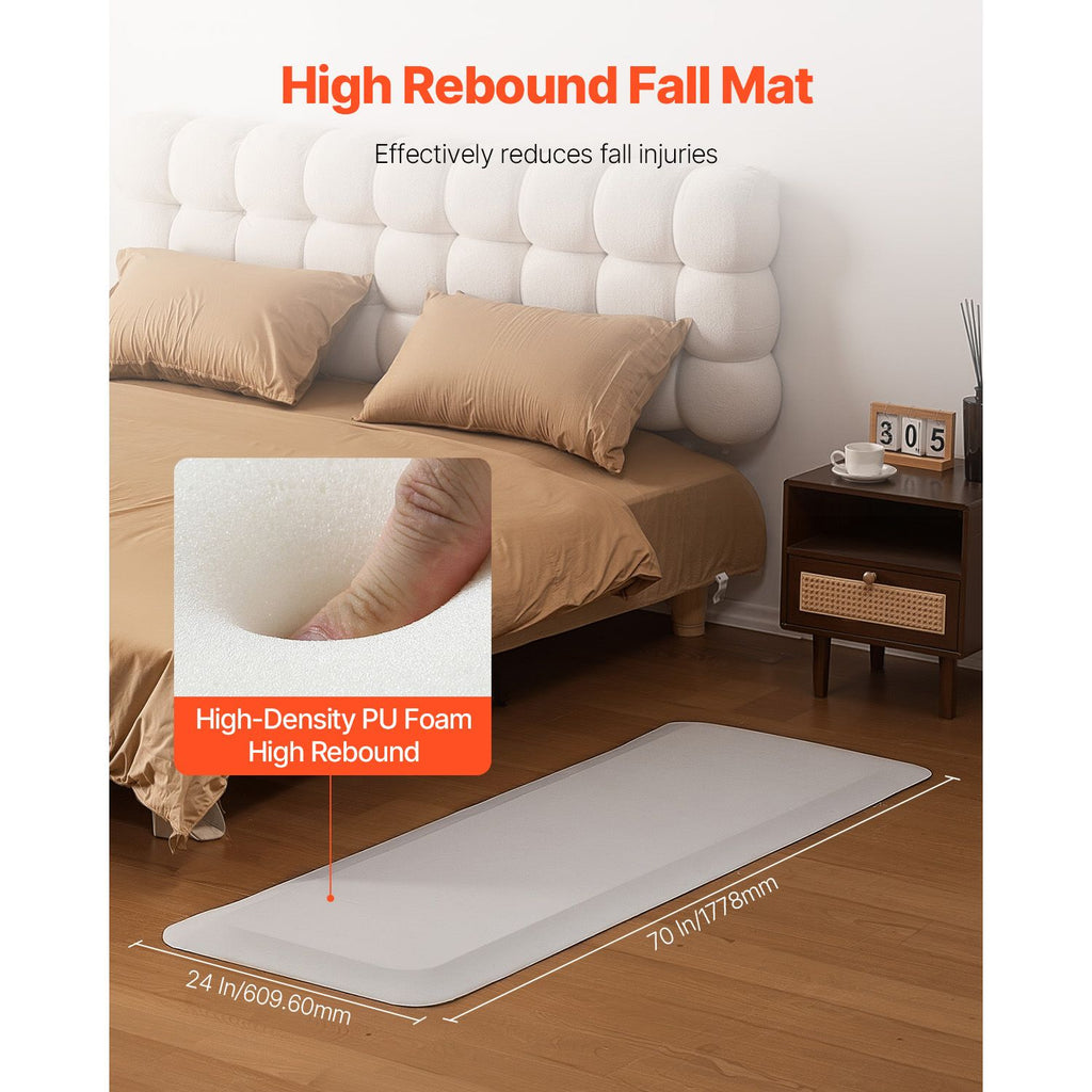 Fall Mat for Elderly, 1-inch Thickened Fall Prevention Pad with Beveled Edge, Anti-Slip Bedside Safety Floor Mat for Seniors, Handicaps, Patients (24 x 70 inch) image 2