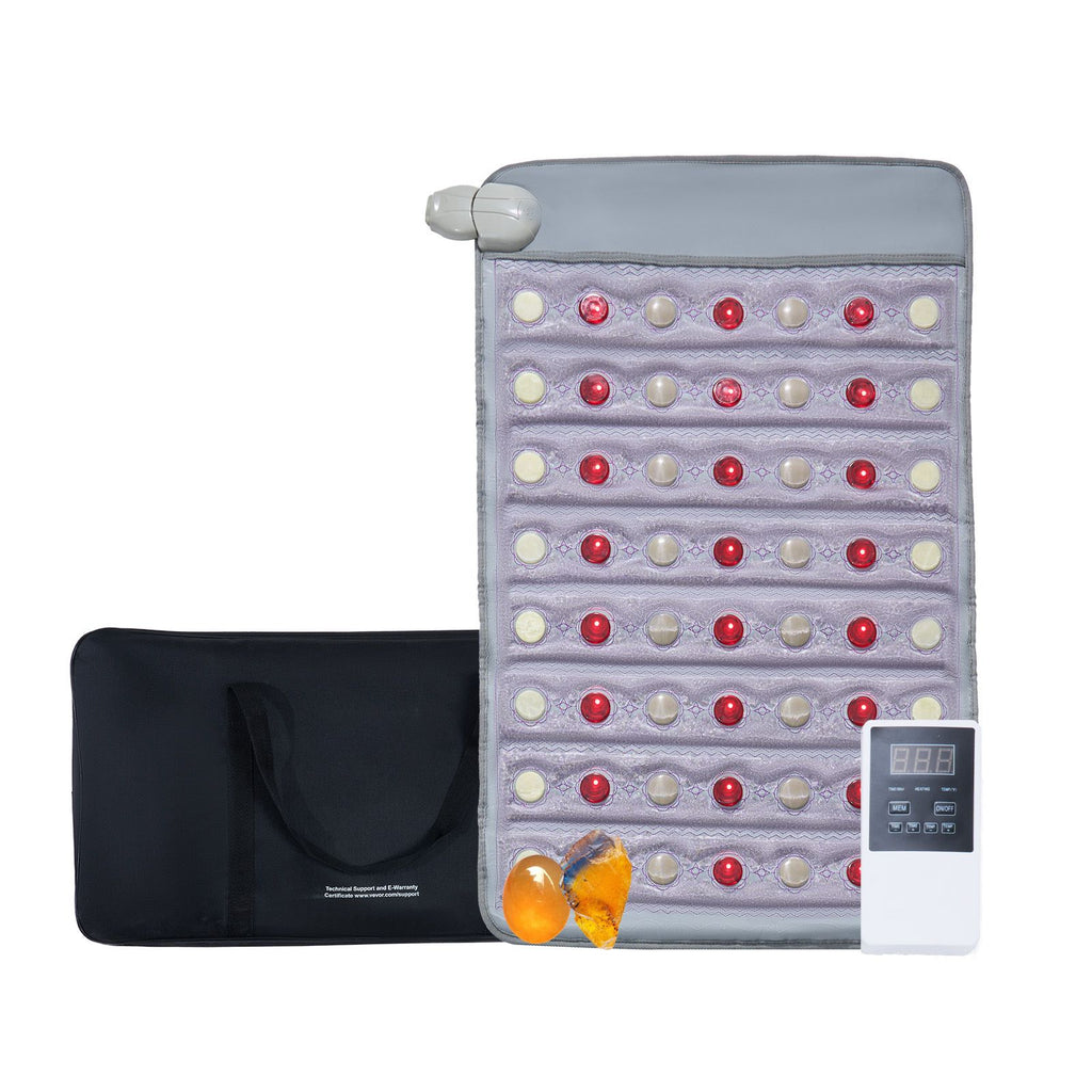 Far Infrared Heating Pad, Amethyst Heating Pad with Jade & Tourmaline Stones, 660nm Photon Light & Negative Ions, 103-159 F Hot Gemstones Mat with 0-12 Hours Timer for Pain Relief (32" x 20")