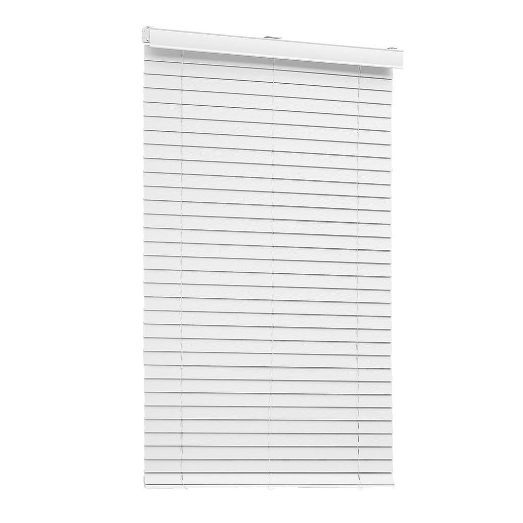Faux Wood Blinds, 2" Slat, 34.5" W x 60" H, Cordless Window Blinds and Shades with Decorative Board, Easy to Clean and Simple Light Adjustment, for Room Darkening, Home Interior Windows, White