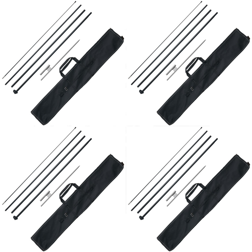 Feather Flag Pole Kit, 4 Packs Swooper Flag Pole 16.3 ft, Sign Flag Poles for Business Advertising Flags Outdoor, with Ground Stakes and A Carrying Bag (Flag Not Included)