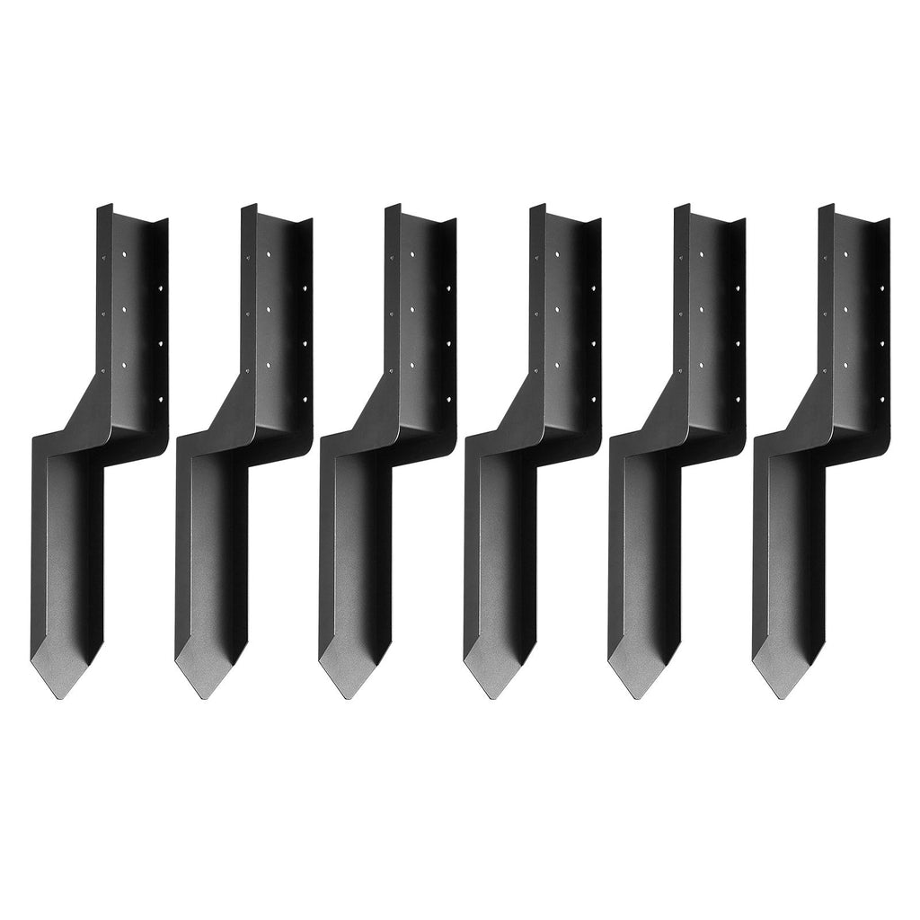 Fence Post Anchor Repair Kit, 6 Pack Inner Diameter 3.5 x3.5 Inches Heavy Duty Steel Fence Post Support Stakes, Anchor Ground Spike for Repair Tilted, Broken Wood Fence Post, Enveloping