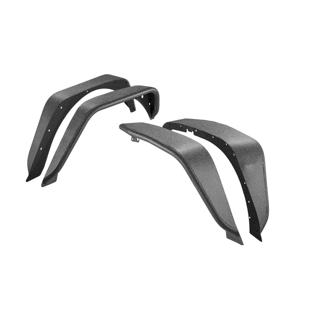 Fender Flare, Front & Rear Jeep Fender Flares Compatible with 2007-2018 Jeep JK/JKU 2/4 Doors, Fine-Textured Black Paintable Off-Road Steel Liner Set, Fenders for Jeep JK, Rust-Resistant Coating