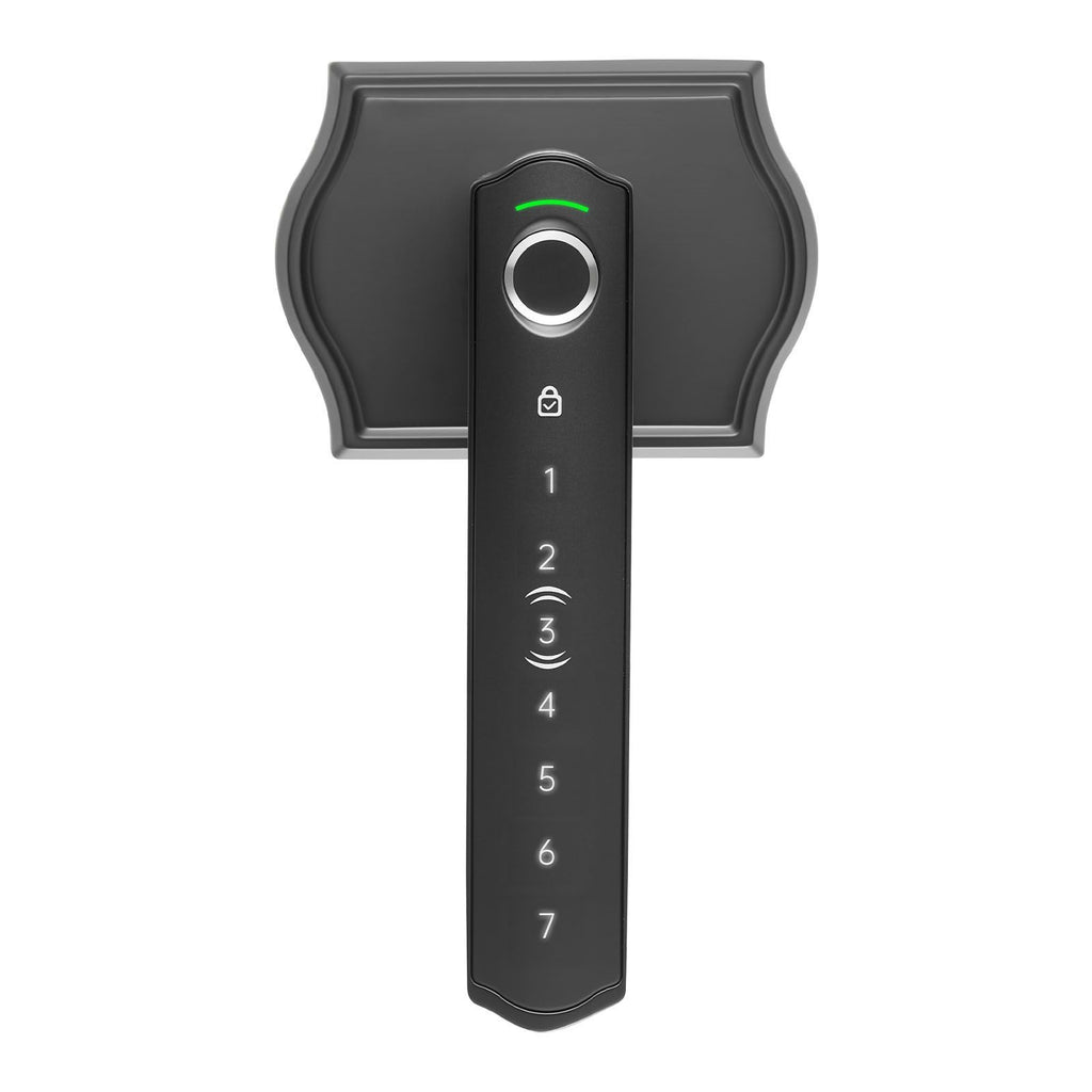Fingerprint Door Lock Set, Electronic Biometric Knob Keyless Entry Door Lock with Handle, Auto Locking, One-Time Code, Anti-Peeking Password, Easy Installation, for Home, Apartment, Matte Black