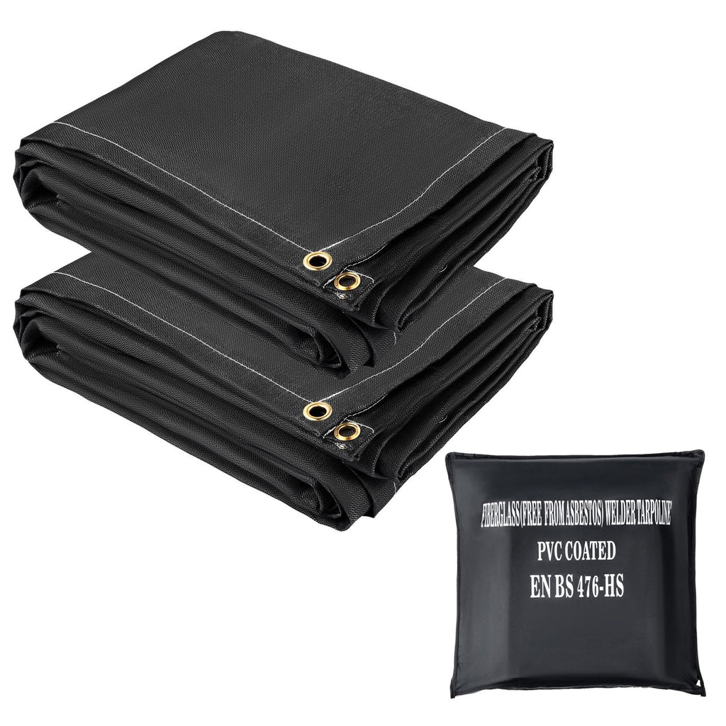 Fire Blankets, 2 Pack Welding Blankets, 8\' x 10\' Fire Suppression Blanket, 1022 Fahrenheit Flame Retardant Blanket, Fiberglass Fire Retardant Blanket with 12 Brass Gromme