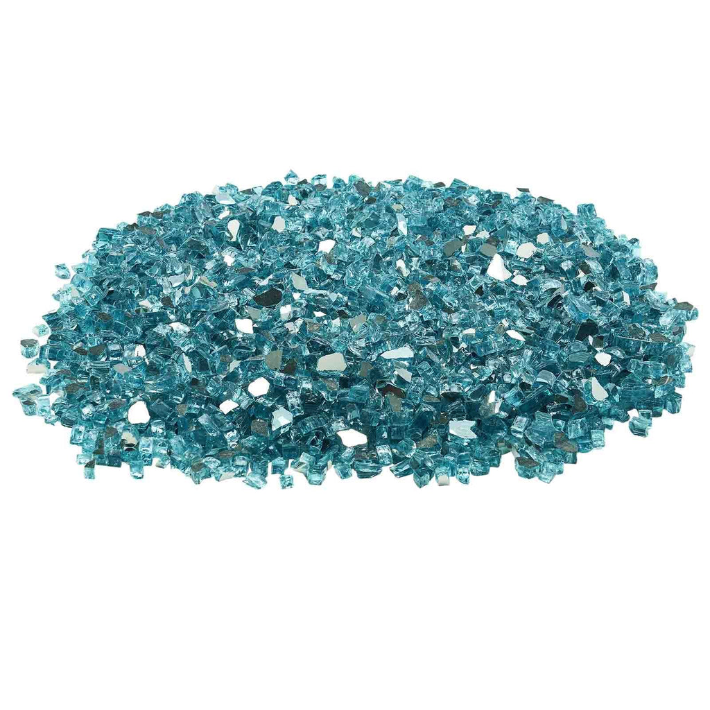 Fire Glass, 10 LBS / 4.5 KG High-Temperature Resistant Fireplace Rocks, 1/2-Inch / 12.7 mm Reflective & Smokeless Firepit Glass Rock, High Luster Stone Landscaping for Fire Pit Table, Aqua Blue