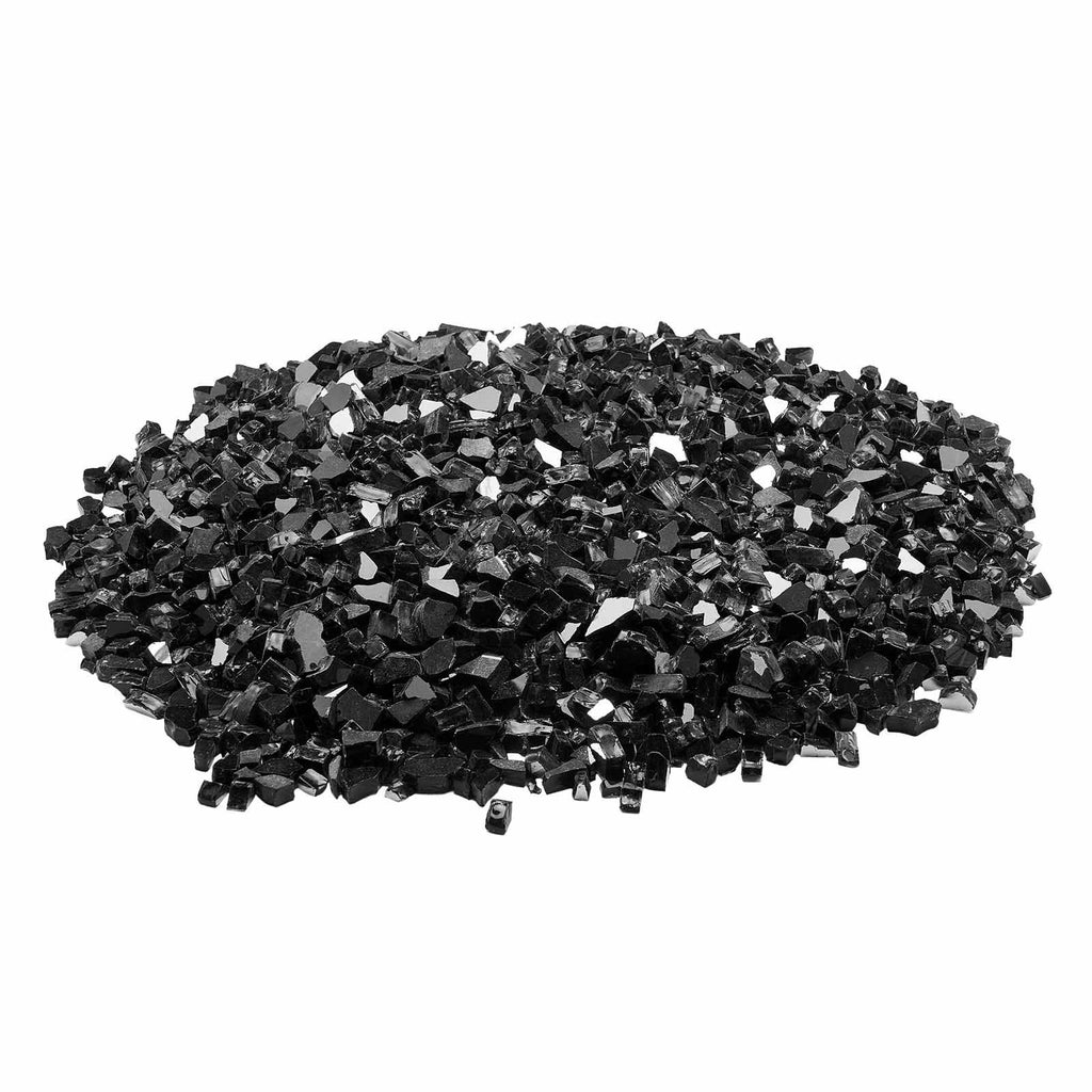 Fire Glass, 10 LBS / 4.5 KG High-Temperature Resistant Fireplace Rocks, 1/2-Inch / 12.7 mm Reflective & Smokeless Firepit Glass Rock, High Luster Stone Landscaping for Fire Pit Table, Black