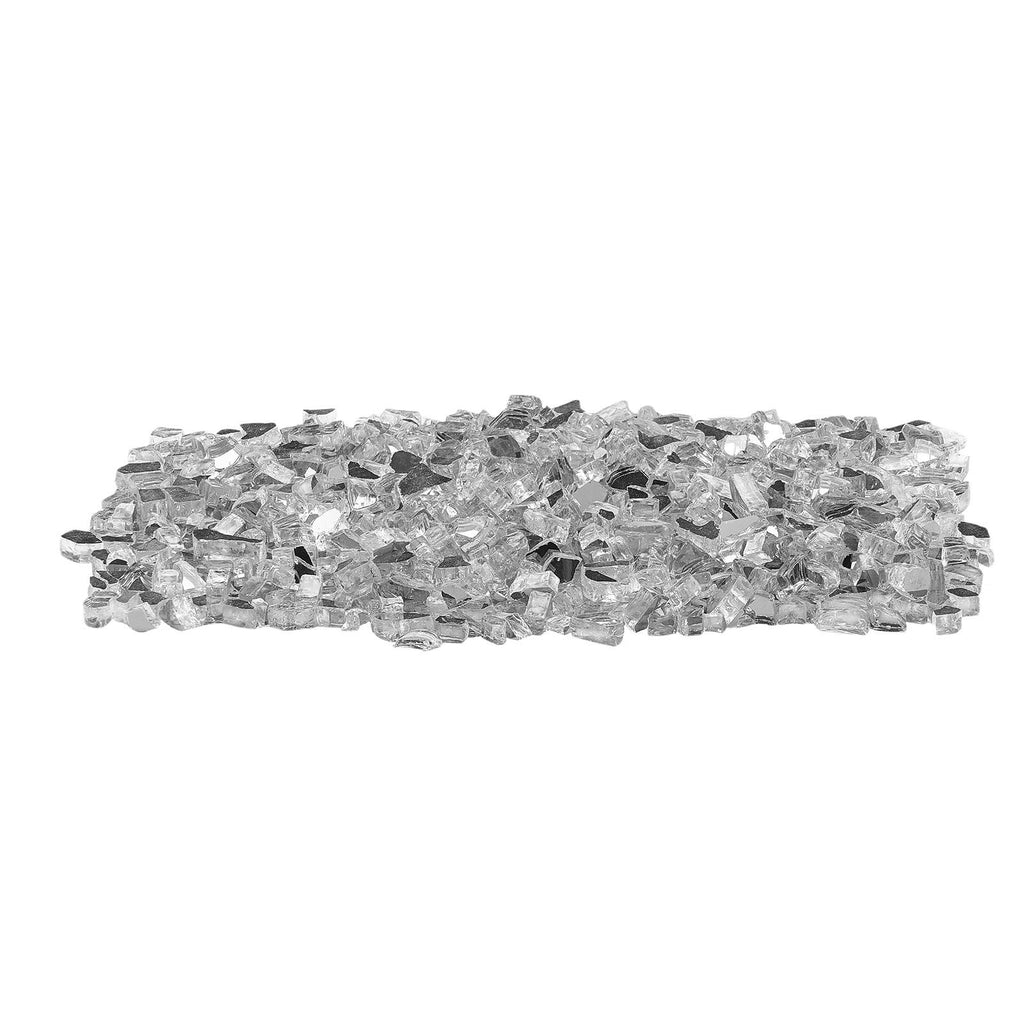 Fire Glass, 10 LBS / 4.5 KG High-Temperature Resistant Fireplace Rocks, 1/2-Inch / 12.7 mm Reflective & Smokeless Firepit Glass Rock, High Luster Stone Landscaping for Fire Pit Table, Clear