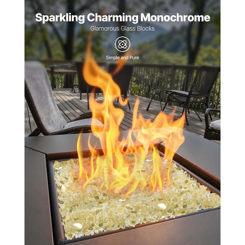Fire Glass, 10 LBS / 4.5 KG High-Temperature Resistant Fireplace Rocks, 1/2-Inch / 12.7 mm Reflective & Smokeless Firepit Glass Rock, High Luster Stone Landscaping for Fire Pit Table, Gold image 2