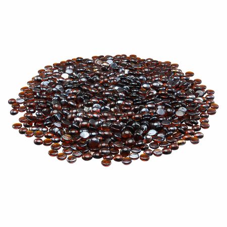 Fire Glass, 10LBS / 4.5KG High-Temperature Resistant Fireplace Rocks, 3/4-Inch / 19.05 mm Reflective & Smokeless Firepit Glass Beads, High Luster Stone Landscaping for Fire Pit Table, Rich Amber