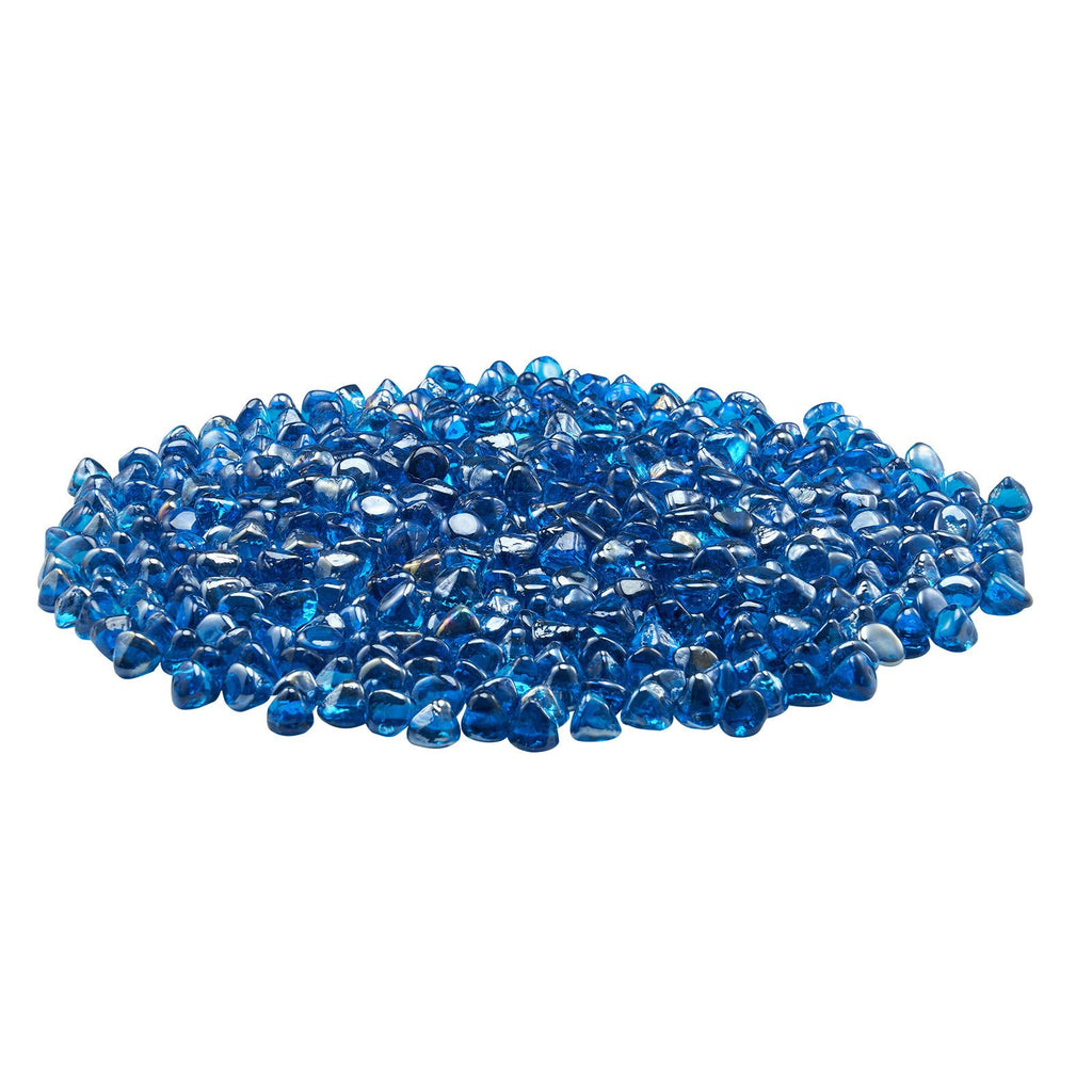Fire Glass, 20 LBS / 9 KG High-Temperature Resistant Fireplace Rocks, 1 Inch / 25.4 mm Reflective Firepit Glass Diamond Beads, High Luster Stone Landscaping for Fire Pit Table, Caribbean Blue