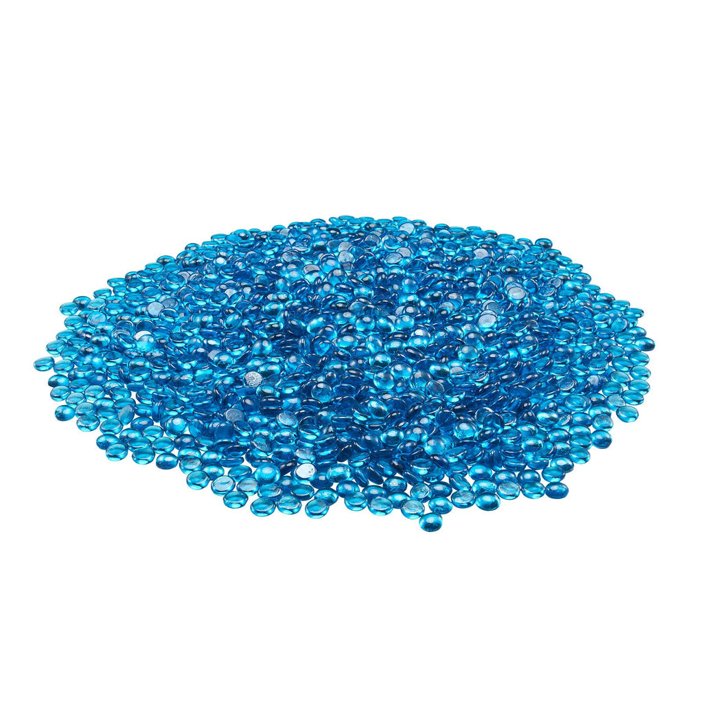 Fire Glass, 20 lbs / 9.0 kg High-Temperature Resistant Fireplace Rocks, 3/4-Inch / 19.05 mm Reflective Firepit Glass Beads, High Luster Stone Landscaping for Fire Pit Table, Caribbean Blue