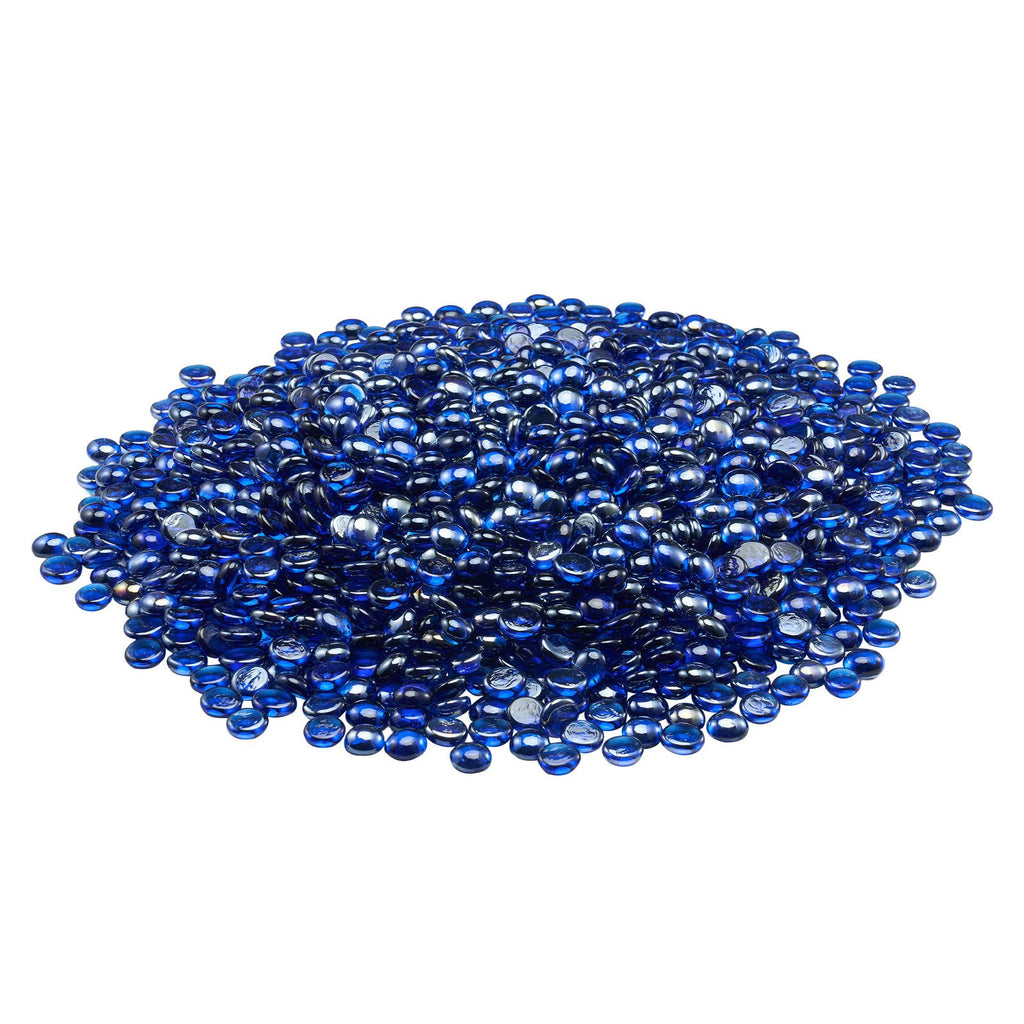 Fire Glass, 20LBS / 9KG High-Temperature Resistant Fireplace Rocks, 3/4-Inch / 19.05 mm Reflective & Smokeless Firepit Glass Beads, High Luster Stone Landscaping for Fire Pit Table, Cobalt Blue