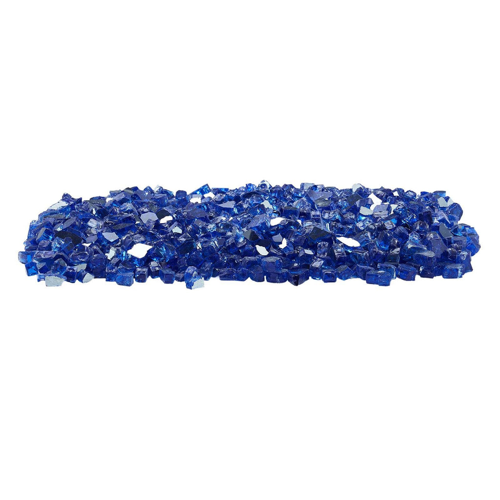 Fire Glass, 35LBS / 15.88KG High-Temperature Resistant Fireplace Rocks, 1/2-Inch / 12.7mm Reflective & Smokeless Firepit Glass Rock, High Luster Stone Landscaping for Fire Pit Table, Cobalt Blue