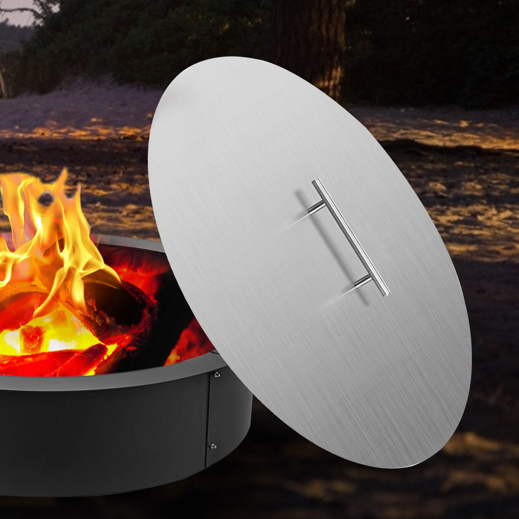 Fire Pit Lid Round 20 Inch Fire Pit Ring Lid 1.5 mm Thick 304 Stainless Steel Fire Pit Burner Cover for Round Patio Fire Pit