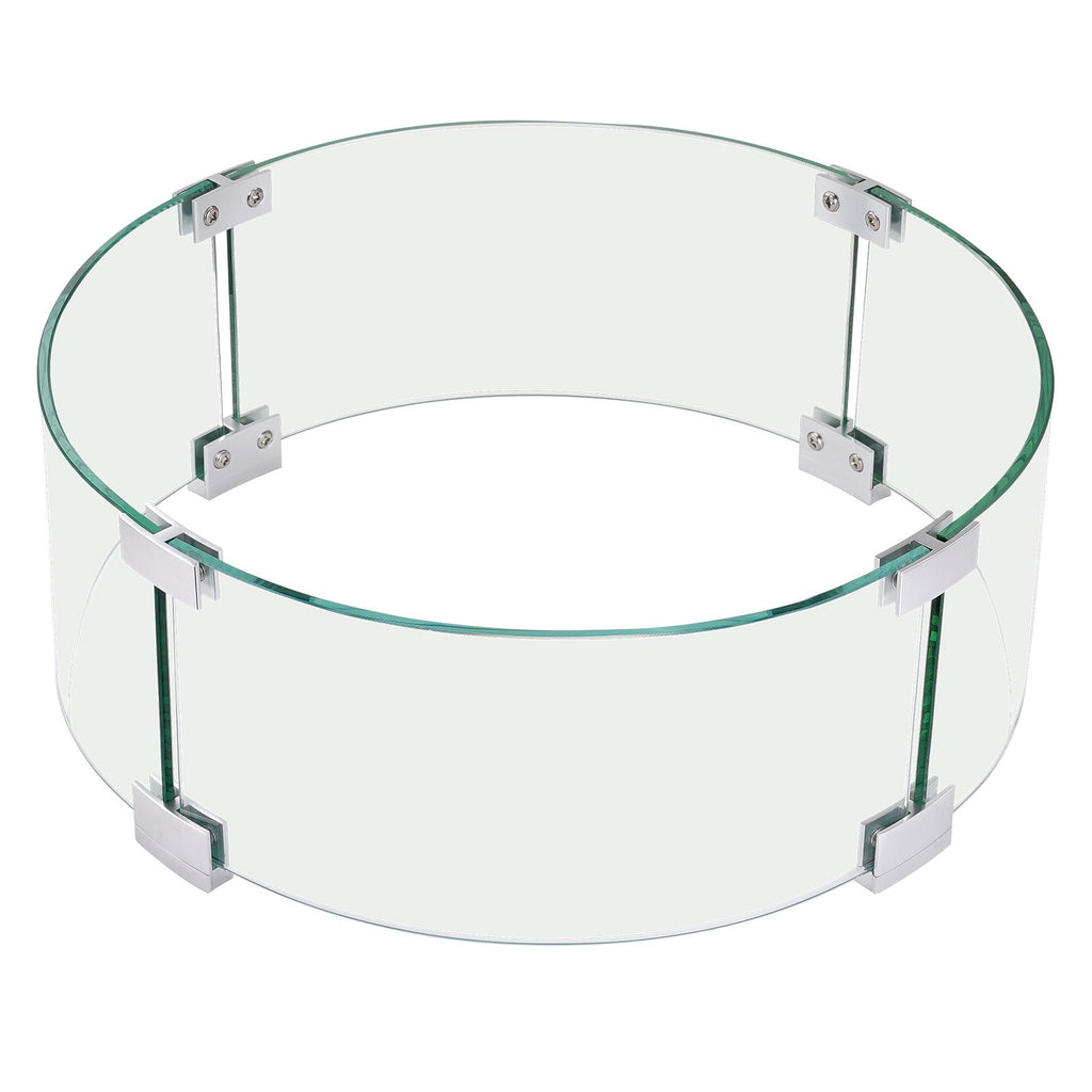 Fire Pit Wind Guard, 17 x 6.7 inch Round Glass Flame Shield, 0.24-Inch Thick Fire Table Accessory, Clear Tempered Glass Flame Guard for Propane, Gas, Outdoor, Patio, Backyard