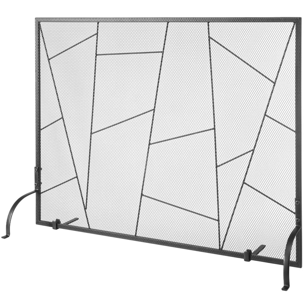 Fireplace Screen Single Panel, Sturdy Iron Mesh Fireplace Screen, 35.6"(L) x28.4"(H) Spark Guard Cover, Simple Installation, Free Standing Fire Fence Grate for Living Room Home Decor Modern