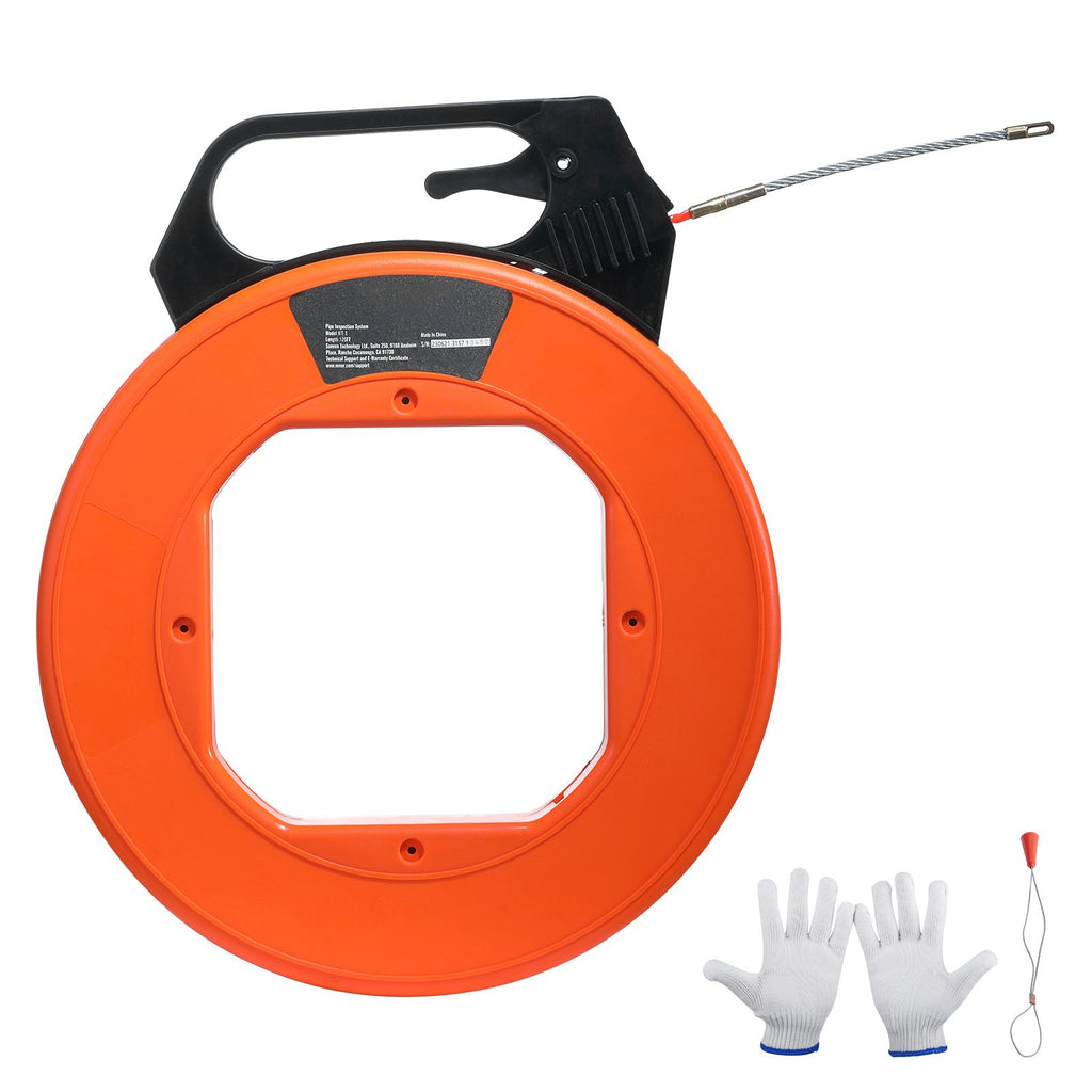 Fish Tape, 125-foot, 3/16-inch, PET Wire Puller with Optimized Housing and Handle, Easy-to-Use Cable Puller Tool, Flexible Wire Fishing Tools for Walls and Electrical Conduit, Non-Conductive
