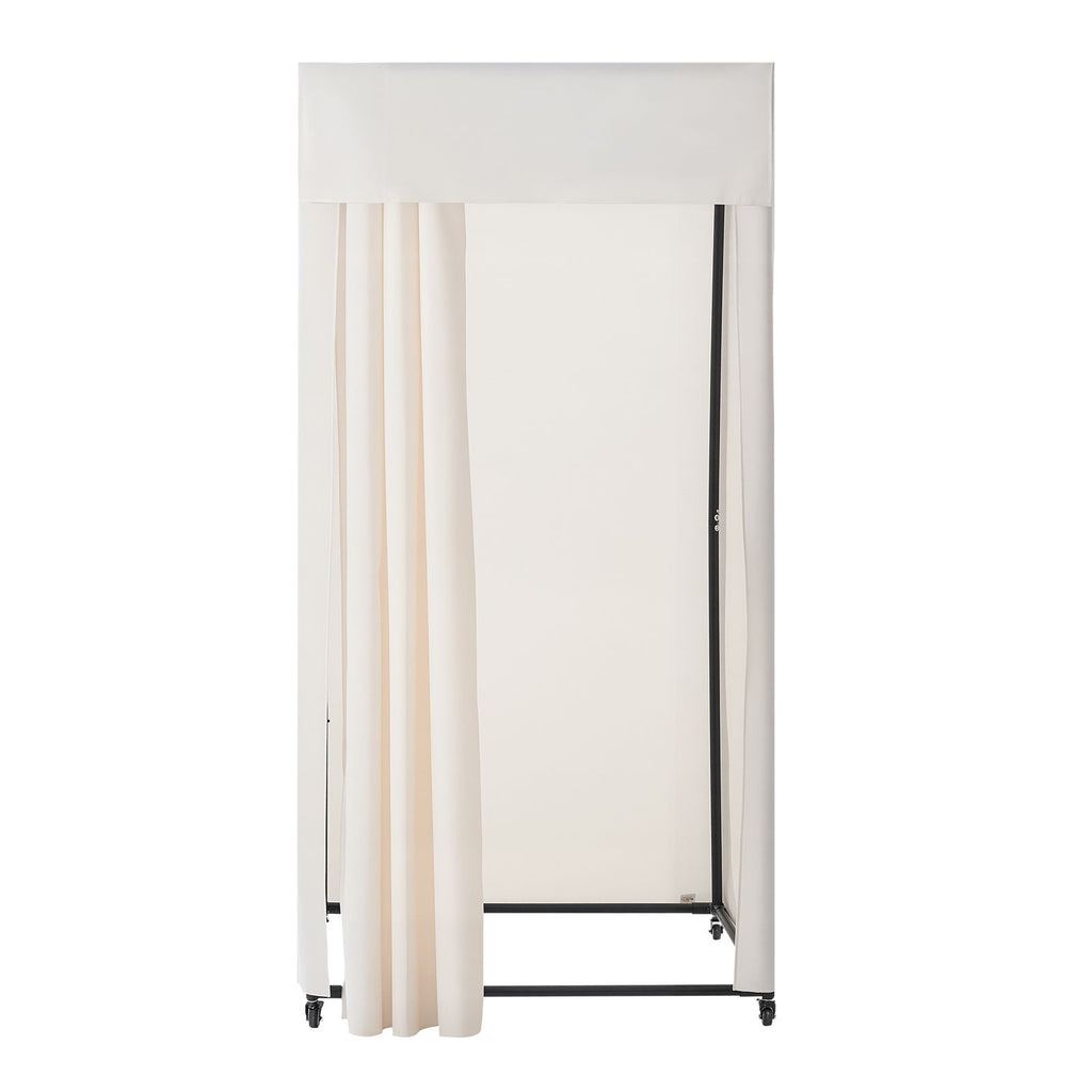 Fitting Room, Moveable Dressing Room with Thick Curtains, Privacy Space with Casters and a Sturdy Metal Hook, for Boutique, Mall, Tailor's Store & Outdoor (39 x 39 x 81 in, Black and Beige)