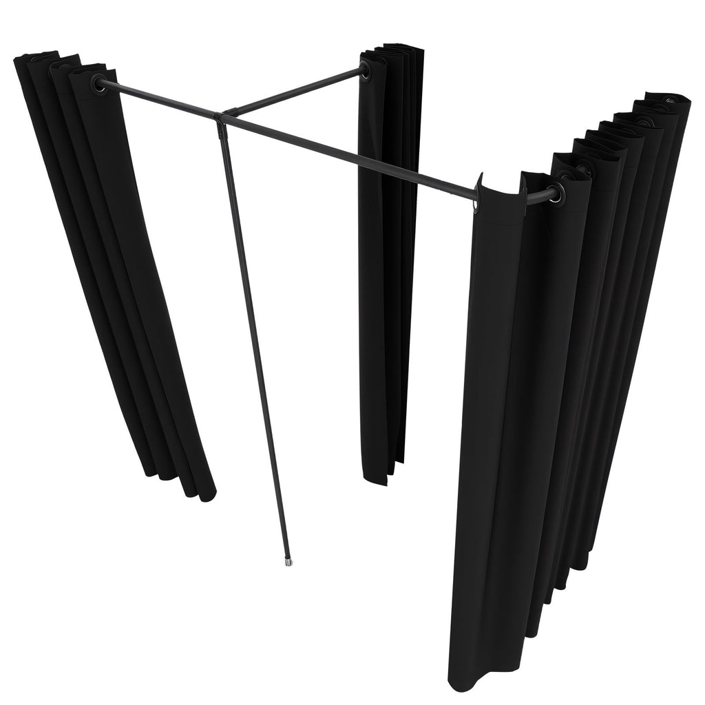 Fitting Room, Portable Changing Room with Thick Polyester Curtains, Double Dressing Rooms with Partition Curtains, for Boutique, Mall, Studio, Tailor's Store & Office 79 x 39 x 79 in (Black)