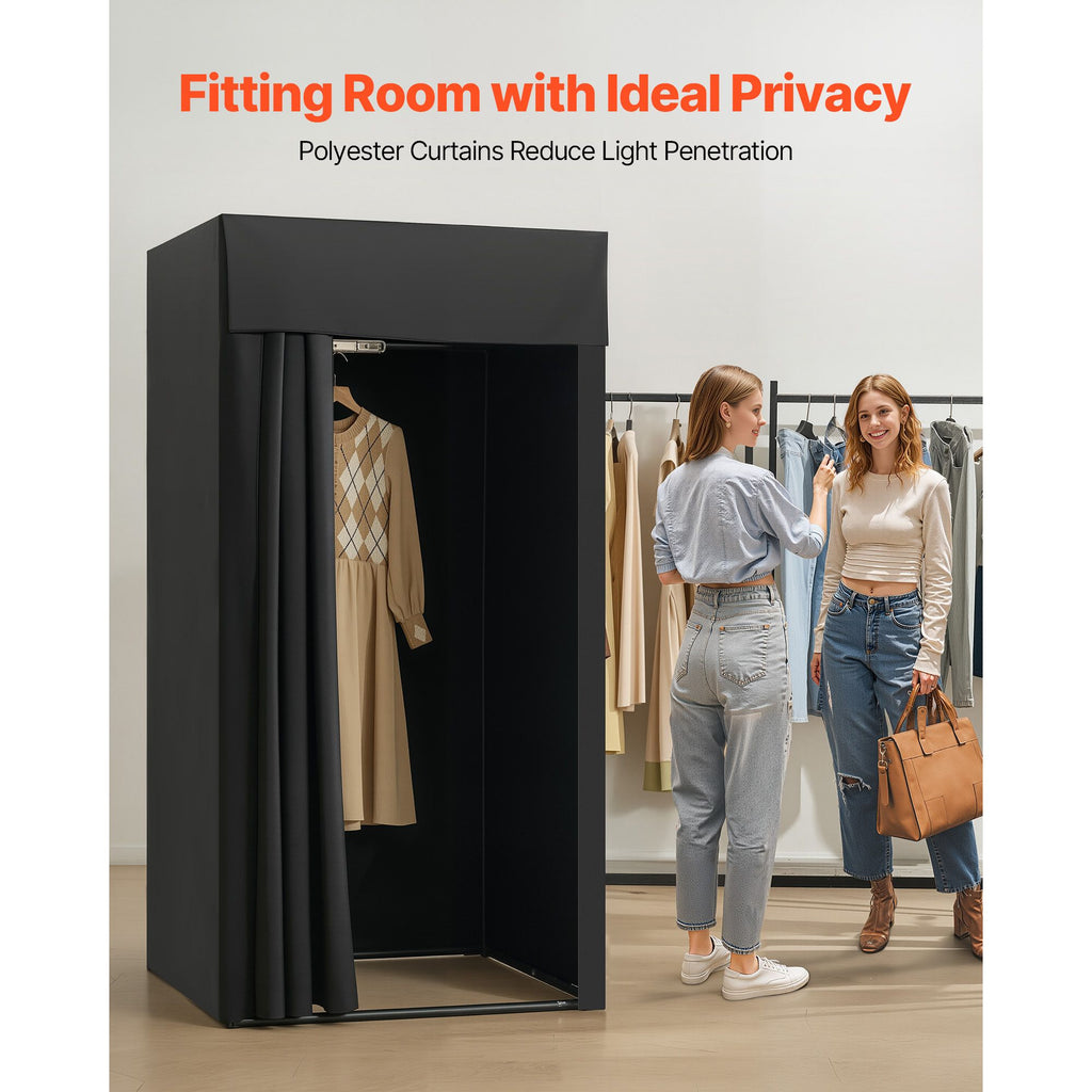 Fitting Room, Portable Dressing Room with Thick Polyester Curtains, Privacy Space with Shading Curtain and a Hook, for Boutique, Mall, Tailor's Store & Outdoor Activity 39 x 39 x 78 in (Black) image 2