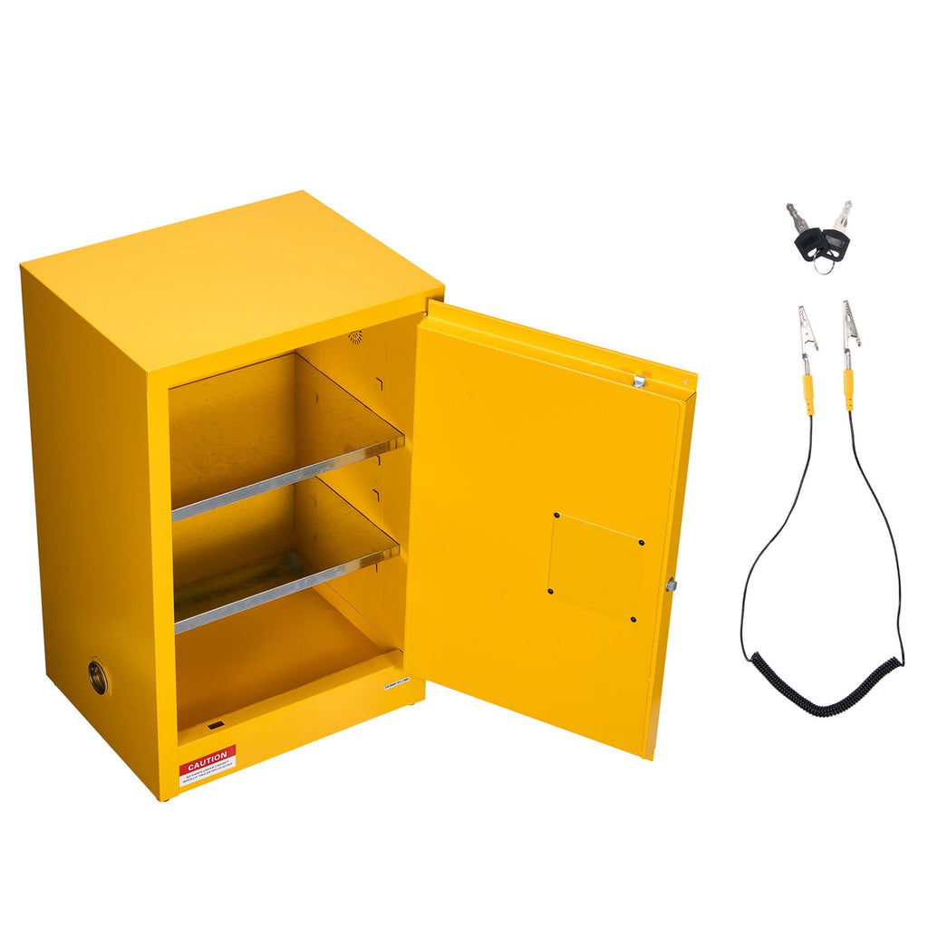 Flammable Cabinet, 23.2 x 18.1 x 35.4 Inch, 13 Gallon Flammable Storage Cabinet with Adjustable Shelf, Cold-Rolled and Galvanized Steel Fire Cabinets, for Commercial Industrial Home Use, Yellow