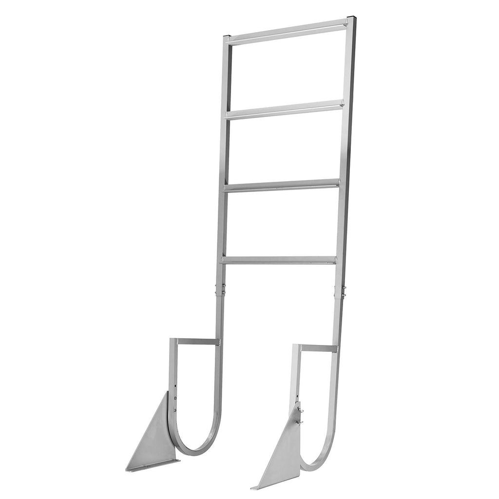 Flip-Up Dock Ladder, 4-Step, Heavy-Duty Aluminum Alloy Pontoon Boat Swim Ladder, with Non-Slip Wide Steps, 350 lbs Weight Capacity, Pull Rope Assist, for Lake Swimming, Pool, Marine Boarding