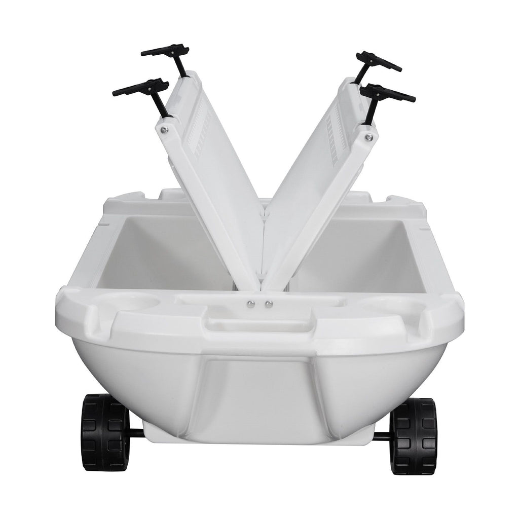 Floating Cooler, 40 QT Floating Ice Chest with Dry Storage, Wheels & Tow Rope, Premium LLDPE Amphibious Drink Cooler for Water & Land, Cruise Stable on Lake, River, Pool, Beach, Kayak, White