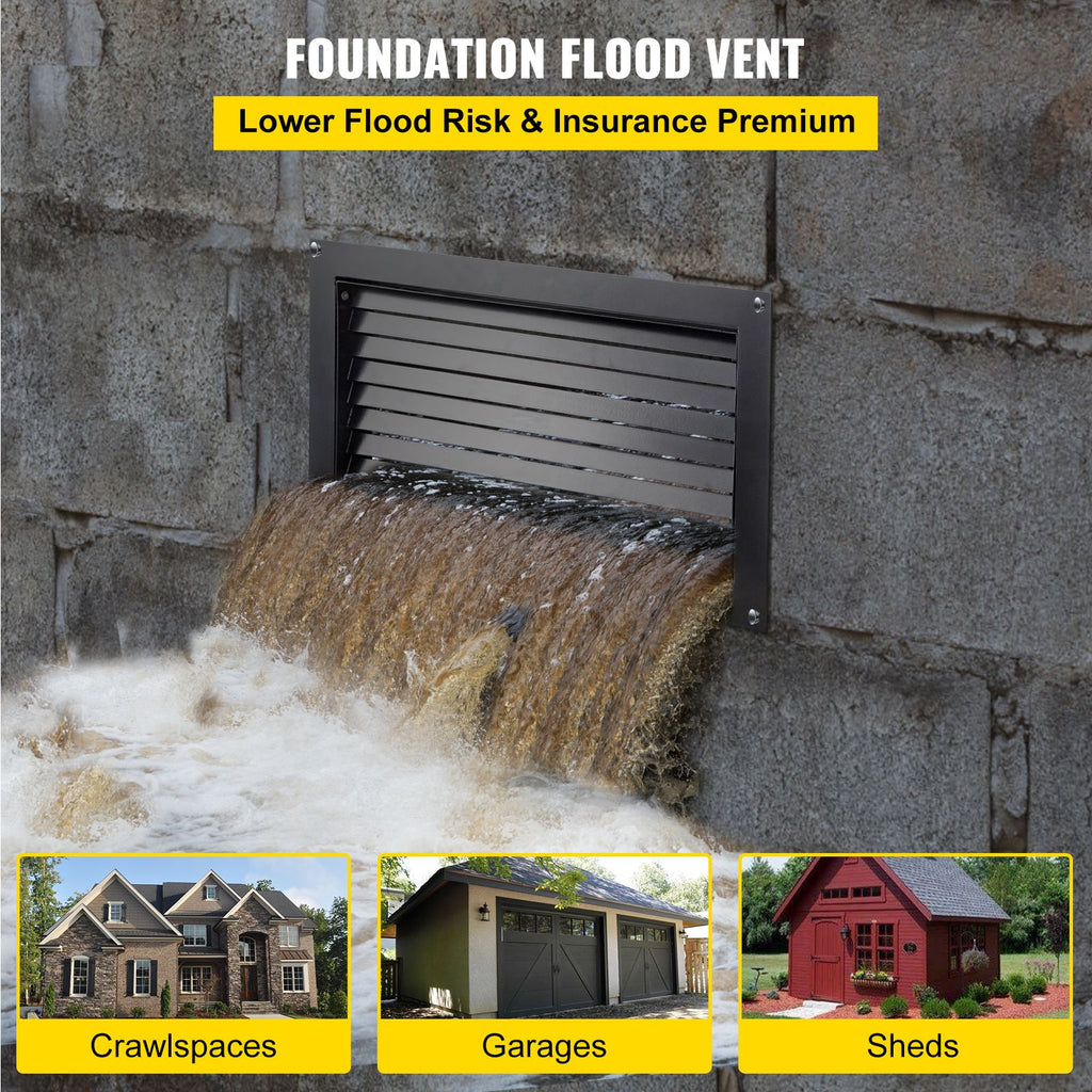 Flood Vent, 16\" X 32\" Foundation Flood Vent, to Reduce Foundation Damage and Flood Risk, Black, Wall Mounted Flood Vent, for Crawl Spaces,Garages & Full Height Enclosures (16\" X 32\") image 2