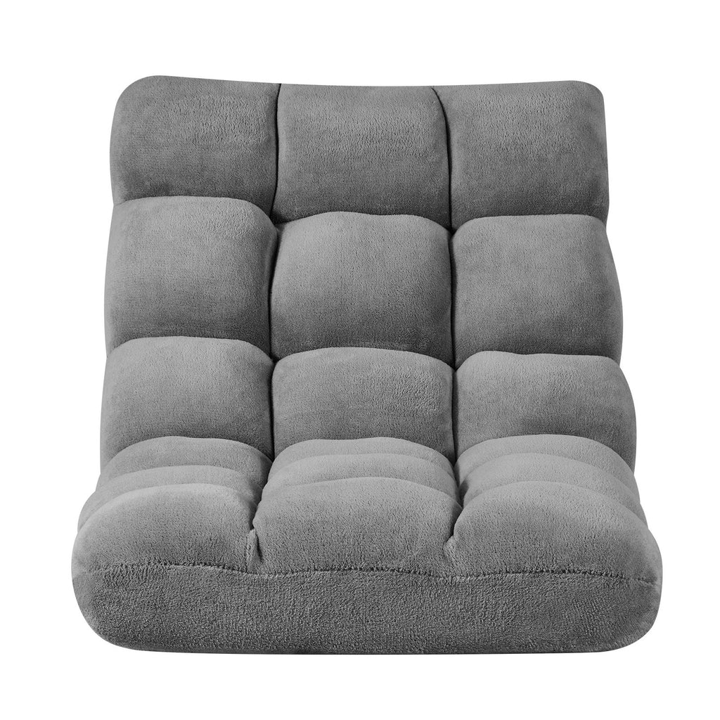 Floor Chair, 14 Adjustable Positions Folding Floor Gaming Chair with Back Support, Sturdy Metal Frame with Recycled Foam and Coral Fleece Surface, Multifunctional for Reading, Relaxing, Gray