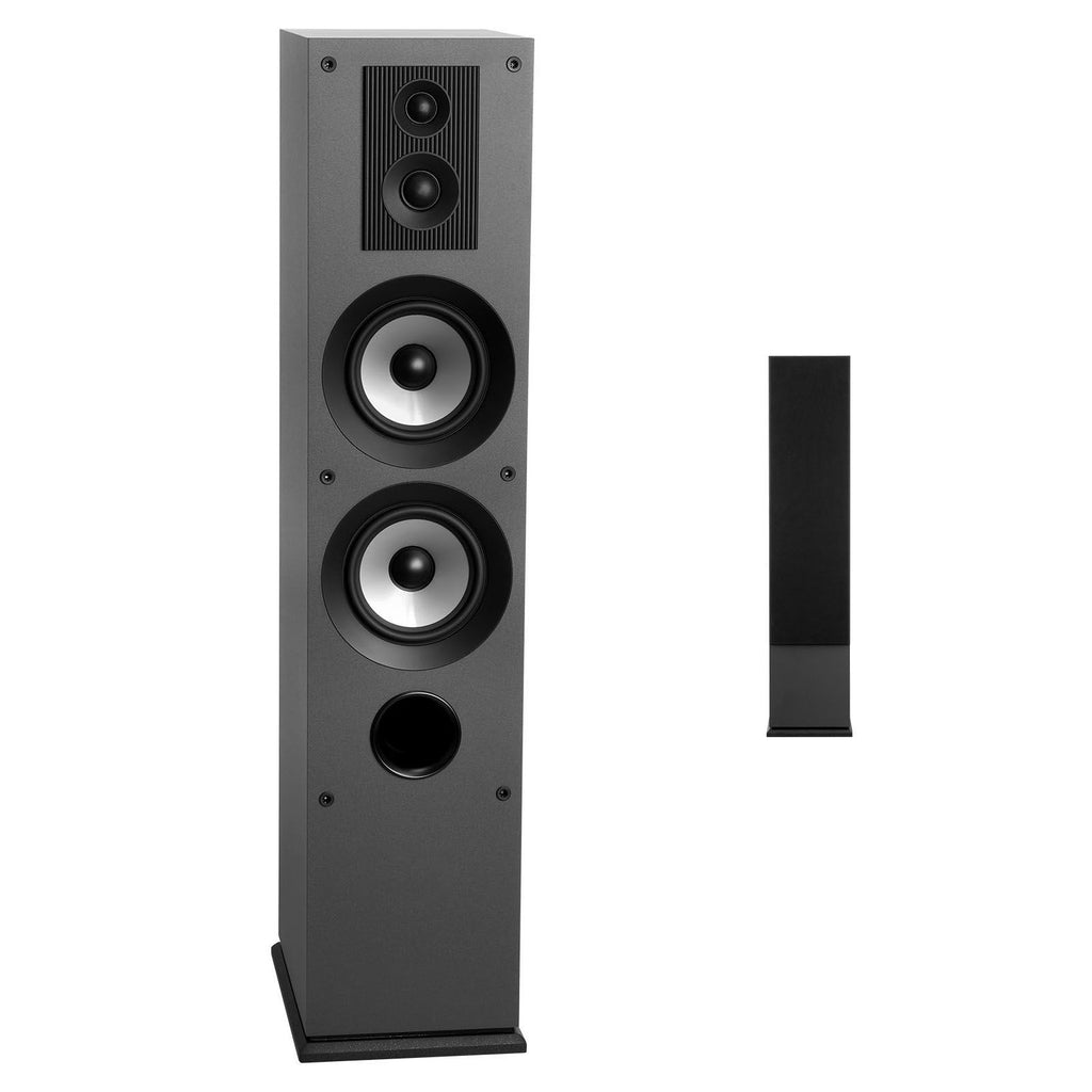 Floorstanding Speaker, 3-Way, Floor-Standing Tower Speaker with 0.75 in & 1 in Tweeter, Dual 5.25 in Woofers, 145W Peak, 70Hz–20kHz Frequency Response, MDF Enclosure, for Home Audio, Single