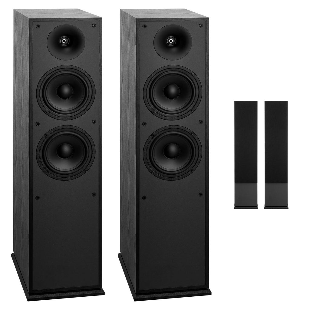 Floorstanding Speakers, 2-Way, Floor-Standing Tower Speakers with 1 in Tweeter, Dual 6.5 in Woofers, 400W Peak Power, 65Hz–20kHz Frequency Response, Durable MDF Enclosure, for Home Audio, Pair