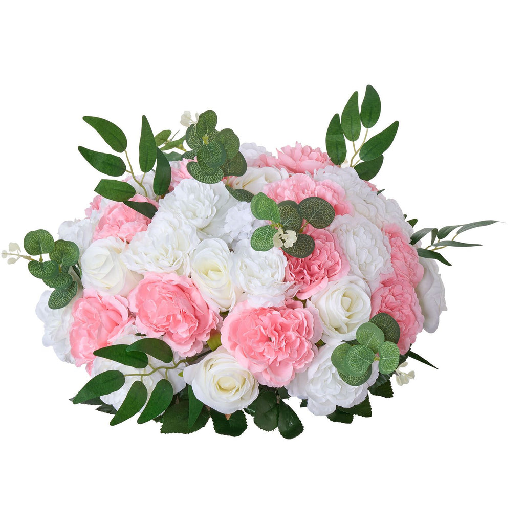Flower Ball Arrangement Bouquet 10 PCS, 17.7-Inch Diameter Artificial Flower Balls Wedding Table Centerpieces, Rose Arrangements for Wedding Centerpiece Home Decorations, Pink and White Roses