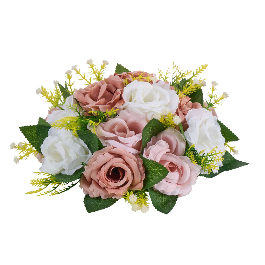 Flower Ball Arrangement Bouquet 10PCS, 9.5-Inch Diameter Artificial Flower Balls Wedding Table Centerpieces, Faux Rose Arrangements for Wedding Centerpiece Home Decoration, Pink and White Roses