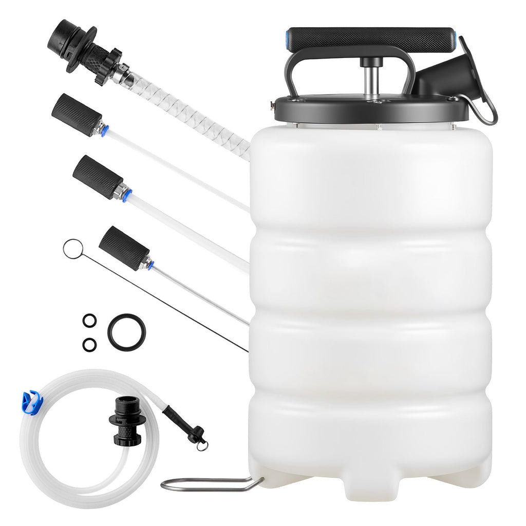 Fluid Extractor, 9.5 L Capacity, Manual Vacuum Oil Extractor Pump with 59 in Long Horse & Three 47 in Extension Tubes, Oil Change Pump with HDPE Tank for Cars, Lawn Mowers, Boats, Motorcycles