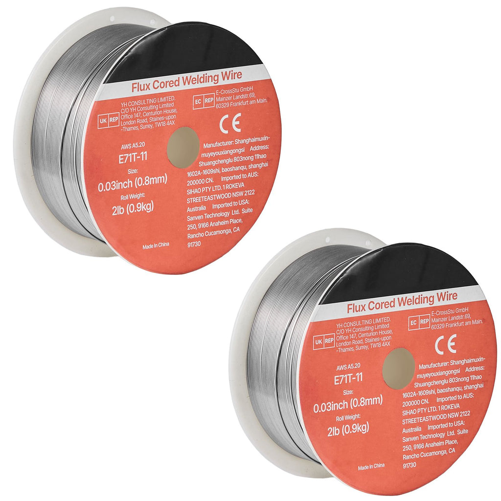 Flux Core MIG Welding Wire, E71T-11 0.03-inch 2 LBS, Gasless Mild Steel Welding Wire with Low Spatter for All Position Arc Welding, Self-Shielded for Outdoor Use