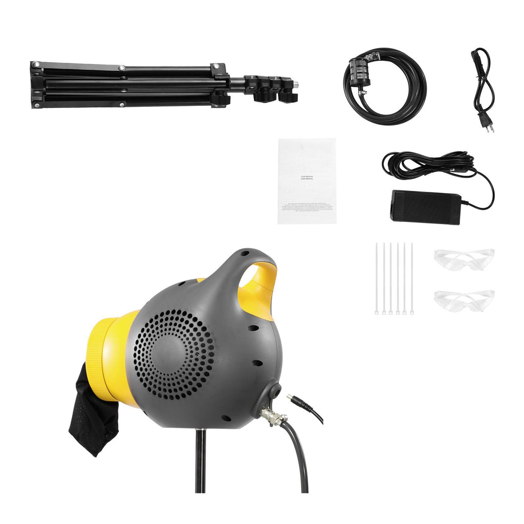 Foam Machine, 115 W Party Foam Cannon, Portable Foam Maker with a Tripod Stand, Powerful Foam Party Machine, for Backyard, Pool, Outdoor Events, Birthdays, Celebrations and Party, Grey & Yellow