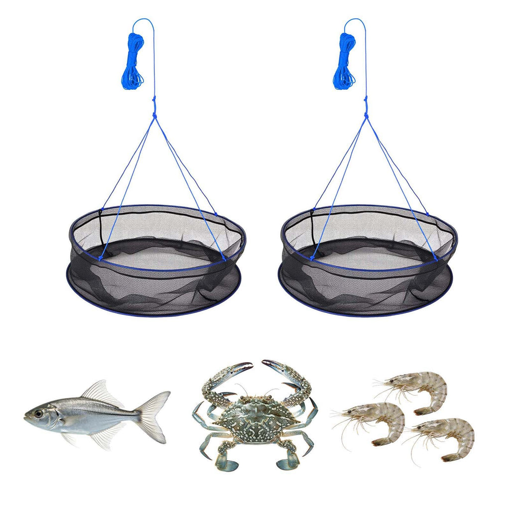 Foldable Fishing Net, Landing Fishing Pier Nets, Portable Drop Net for Pulling up Fish, Durable and Fish-friendly, with Rope and Storage Bag, for Minnows, Crawfish, Shrimp, Crab